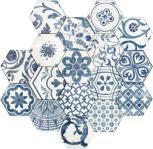 Esagona Blu Decoro Mix 17.5x15.3