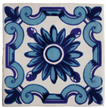 Dec Flor Azul Antic Blanco 13x13