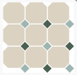 4416 OCT13+18-A White OCTAGON 16/Turquoise 13 + Green 18   30 x 30