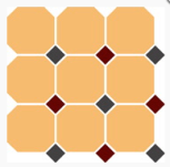 4421 OCT14+20-A Ochre Yellow OCTAGON 21/Black 14 + Brick Red 20 30 x 30