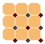 4421 OCT20+14-B Ochre Yellow OCTAGON 21/Brick Red 20 + Black 14   30 x 30